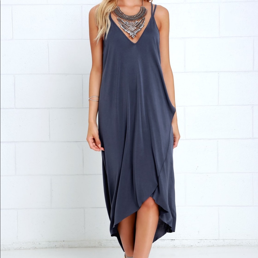 LUSH Mood and Melody Washed Blue High-Low Dress
